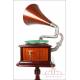 Antique Gramophone with Wooden Horn and Stand. Circa 1920