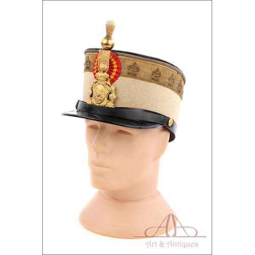 Antiguo Ros, Chacó o Shako para Oficial de Infantería. Mod. 1908. Alfonso XIII