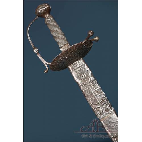 Antigua Espada Alemana de Wurtemberg. Alemania, Siglo XVIII, Circa 1750