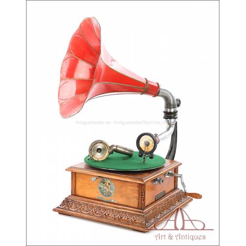 Amazing Antique Pathé Nº 4 Gramophone-Phonograph. 2 Reproducers. France, 1909