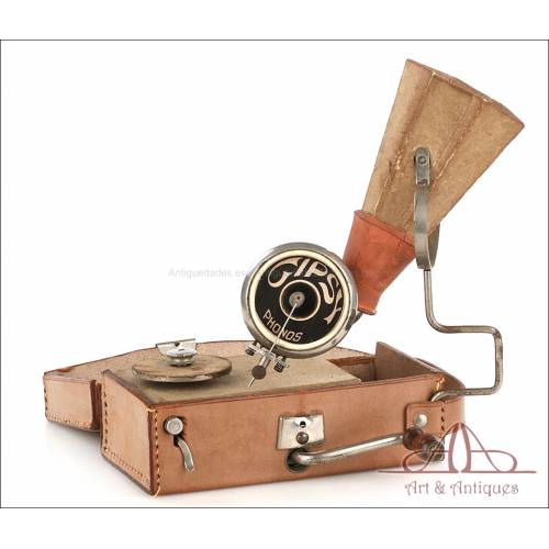 Antique Gipsy Phonograph Gramophone. The Smallest. France, Circa 1920
