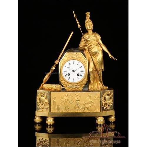 Antique Ormolu Mantel Clock. Minerva Goddess. France, Circa 1850