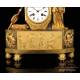 Antiguo Reloj de Sobremesa de Bronce Dorado. Diosa Minerva. Francia, Circa 1850.