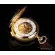 Reloj de Bolsillo Vintage Nicolet N. Oro de 18K. Sonería de 5 minutos. Suiza, Circa 1960