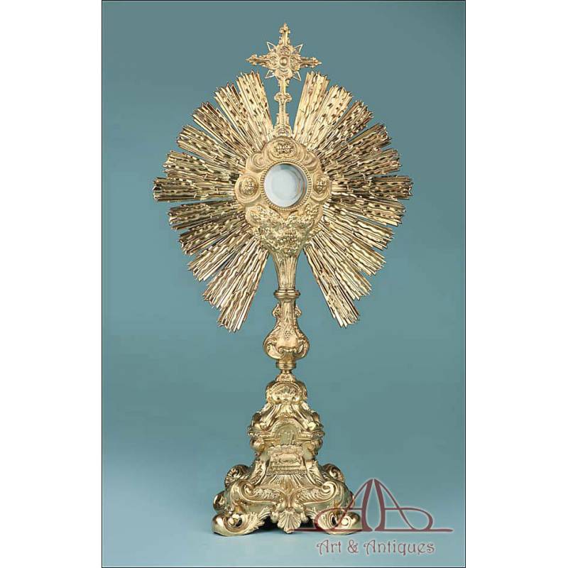 Gorgeous Antique Gilt Silver Monstrance. France, Circa 1880