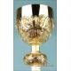 Fantastic Neogothic Chalice. Gilt Silver and Enamels. Spain, 1955