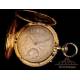 Antiguo Reloj de Bolsillo de Oro de 18K con Sonería de Cuartos. Inglaterra, 1839