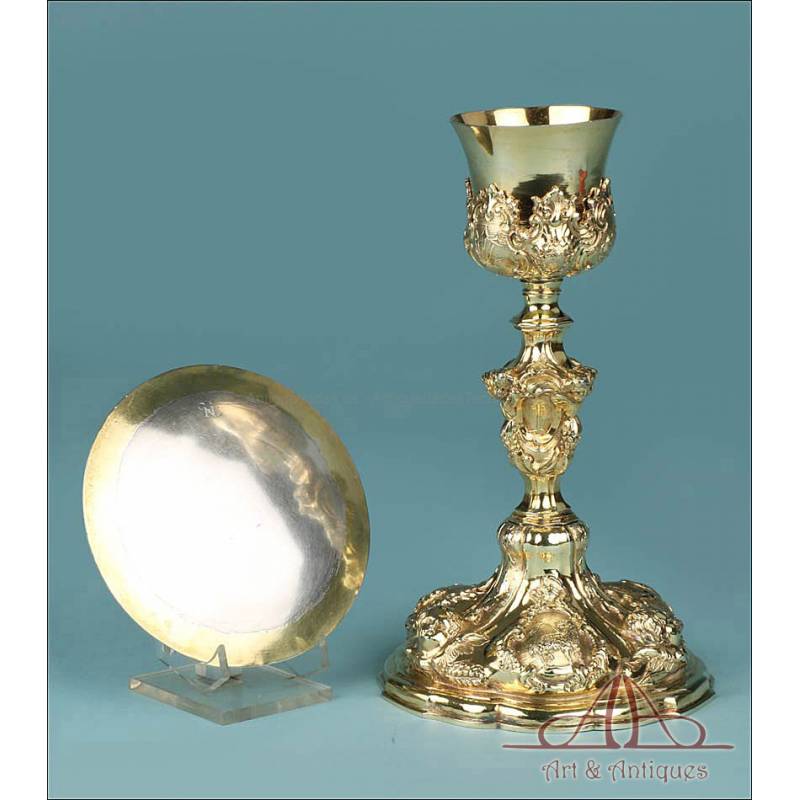 Very Antique 18th-Century Spanish Gilt Silver Chalice. Cordoba, Spain, Circa 1773