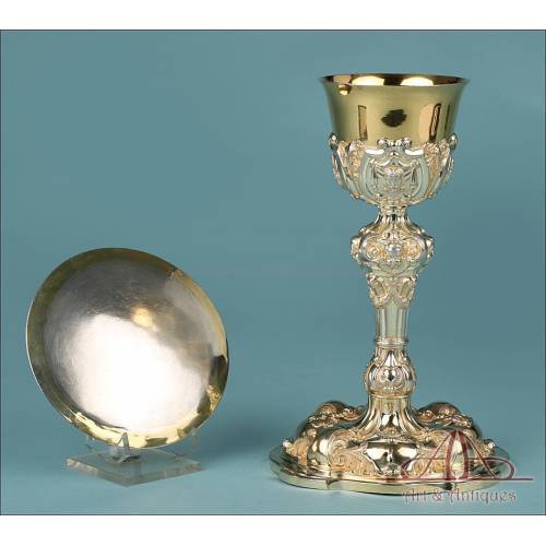 Amazing Antique Gilt Silver Chalice. 19th Century