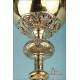 Gorgeous Antique Gilt and White Silver Ciborium. France, 19th Century