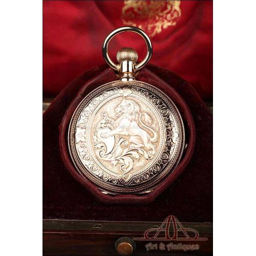 Extraordinario Reloj de Bolsillo Antiguo a Detente. Oro 18K. Suiza, Circa 1880