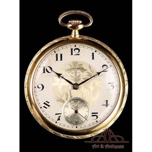 Precioso Reloj de Bolsillo Antiguo en Oro de 18K. Suiza, Circa 1930