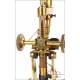 Extraordinary Antique Binocular Microscope. Super Complete. England, Circa 1880