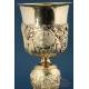 Gorgeous Antique Gilt-Silver Chalice and Paten. France, 19th Century