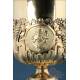 Gorgeous Antique Gilt-Silver Chalice and Paten. France, 19th Century