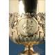 Gorgeous Antique Gilt-Silver Chalice and Paten. France, 19th Century