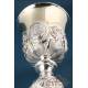 Large Antique Silver Chalice and Paten. 31 cm. France, 19th Century