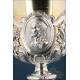 Large Antique Silver Chalice and Paten. 31 cm. France, 19th Century