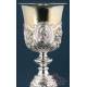 Large Antique Silver Chalice and Paten. 31 cm. France, 19th Century