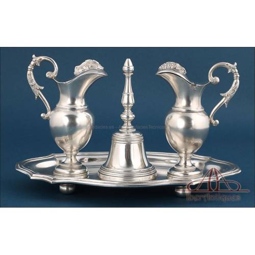 Antique Silver Cruets and Bell. González Quintana, Cádiz, Spain. Circa 1830