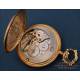 Antiguo Reloj de Bolsillo Ultrafino Movado. Oro de 18K y Diamantes. Suiza, Circa 1930