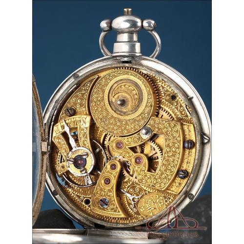 Reloj de Bolsillo Dúplex Inglés Antiguo Para el Mercado Chino. Plata. Circa 1800