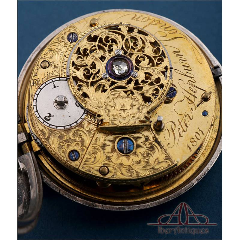 Reloj de Bolsillo Catalino Antiguo. 2 Cajas de Plata. Peter Hepburn. Londres, 1801