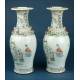 Importante Pareja de Jarrones de Porcelana China Antigua. 60 cms. Periodo Qing. S. XIX