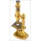 Antique Nachet Brass Microscope Mod. 11. France, Circa 1890
