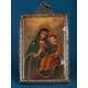 Antique Italian portable reliquary with double image in Silver Piece. 17th-18th C.