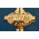 Antique French Chalice and Paten in Gilded Silver, ca. 1880, with Latin Inscriptions