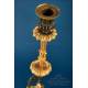 Antique French Gilt and Patinated Bronze Candlesticks, 19th Century