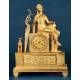 Elegant Antique Gilded Bronze Clock, France ca 1850 - Diana the Huntress