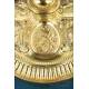 Antiguo Cáliz y Patena en Plata Dorada con Medallones Religiosos, París 1819-1838