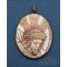 Vintage pendant with shell cameo of Jesús del Gran Poder, carved c. 1970