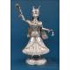 Solid silver Hindu figure, deity or ritual dancer, India or Nepal, ca. 1960s