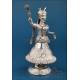 Solid silver Hindu figure, deity or ritual dancer, India or Nepal, ca. 1960s