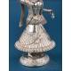 Solid silver Hindu figure, deity or ritual dancer, India or Nepal, ca. 1960s