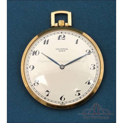 Ultrathin Universal Genève, 18K Gold Pocket Watch. Switzerland, c. 1955