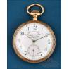 Beautiful Antique Invar Pocket Watch, 18K Gold, Switzerland, c. 1900