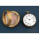Antique 18 K Gold Verge Fusee Pocket Watch and Chatelaine. England, 1745