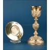 Antique baroque chalice and paten. Gilt silver. Montagny. Paris, France 1836