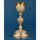 Antique baroque chalice and paten. Gilt silver. Montagny. Paris, France 1836