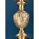 Antique baroque chalice and paten. Gilt silver. Montagny. Paris, France 1836