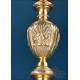 Antique baroque chalice and paten. Gilt silver. Montagny. Paris, France 1836