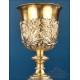 Antique baroque chalice and paten. Gilt silver. Montagny. Paris, France 1836