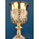 Antique baroque chalice and paten. Gilt silver. Montagny. Paris, France 1836