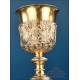 Antique baroque chalice and paten. Gilt silver. Montagny. Paris, France 1836