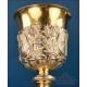 Antique baroque chalice and paten. Gilt silver. Montagny. Paris, France 1836