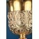 Antique baroque chalice and paten. Gilt silver. Montagny. Paris, France 1836